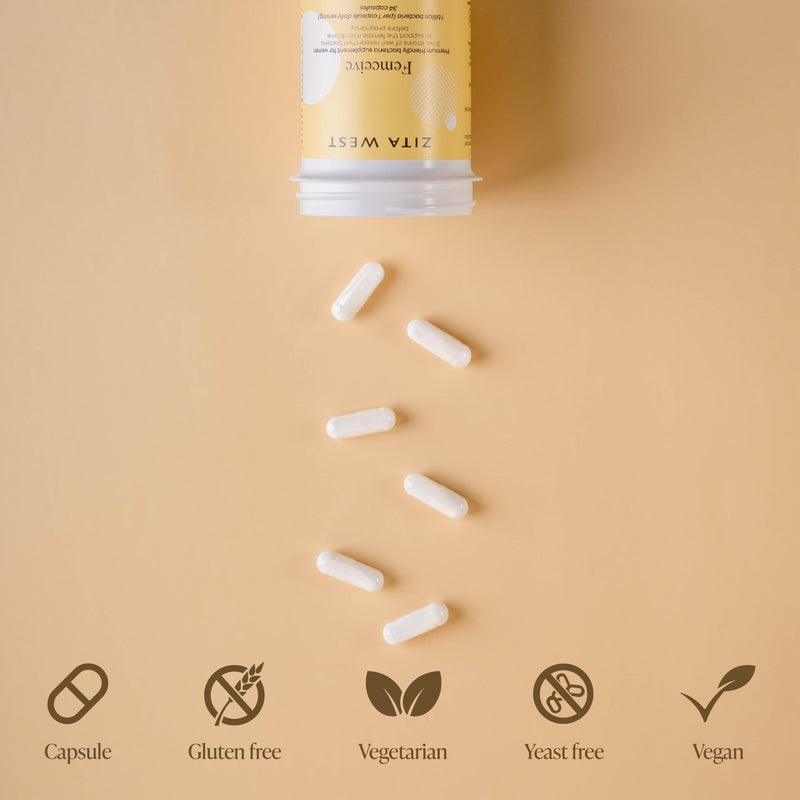Zita West Femceive Friendly Bacteria Supplement for Women - Pre-Conception Daily Support, 1 Billion CFU, 3 Lactobacillus Strains, Vegan Capsules - 34 Day Sup