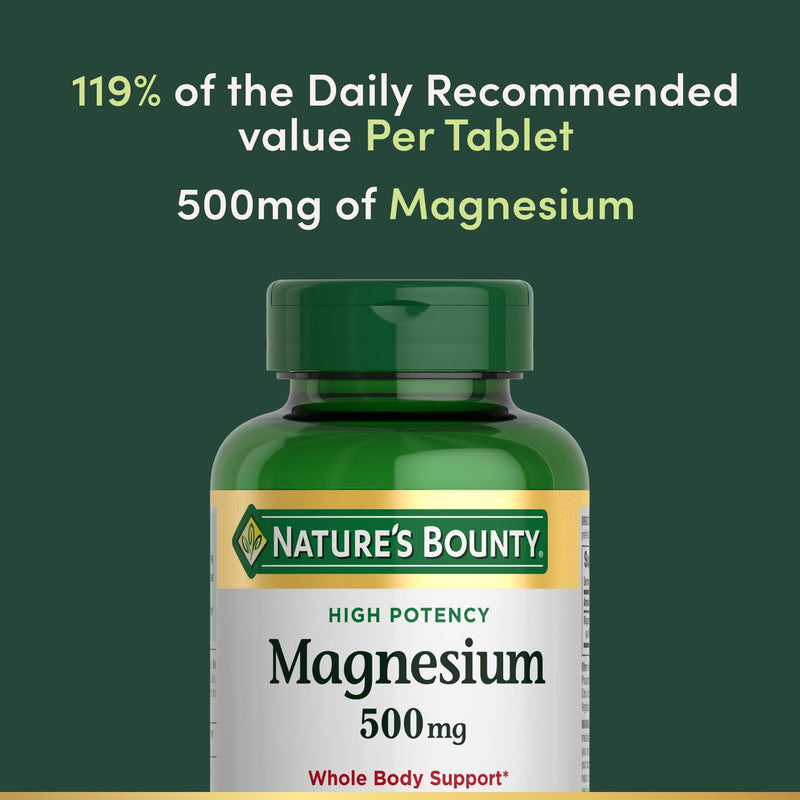 Nature's Bounty Magnesium Supplements 500mg Tablets, 200 Count 200 Count (Pack of 2)