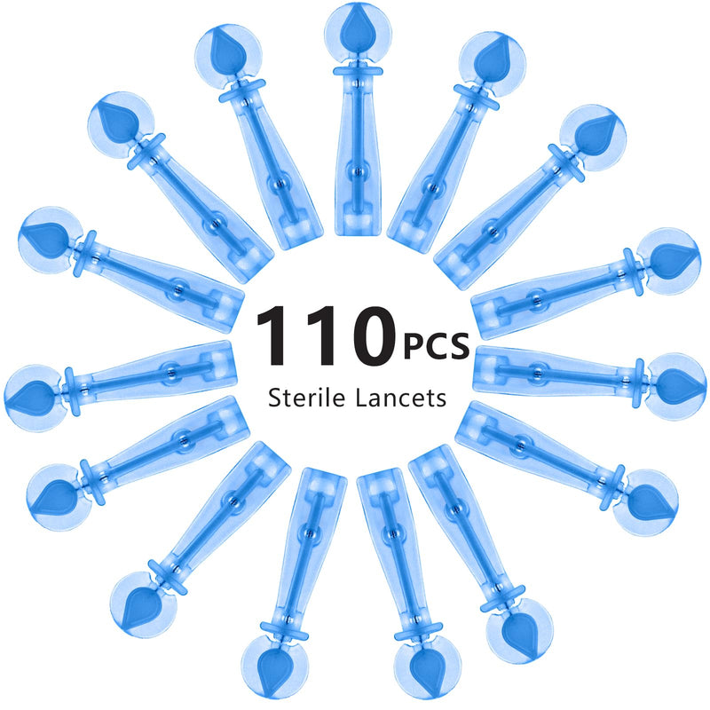 [Australia] - Twist Top Lancets for Lancing Devices, 110 Count, 30 Gauge Lancets for Blood Sugar Test, Diabetic Lancets, Blue, 110 PCS 