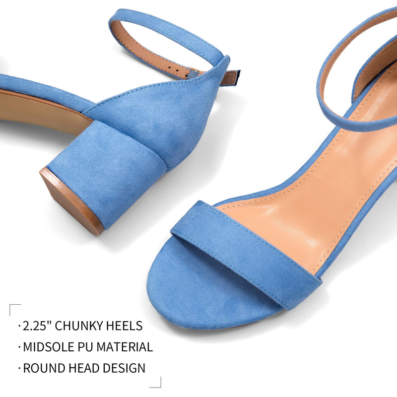 mysoft Women's Chunky Heels Open Toe Dress Sandals with Ankle Strap | Block Low Prom Heel, Adjustable Ankle Strap, Perfect for Wedding and Party, Four Seasons Classic Versatile 9.5 Blue