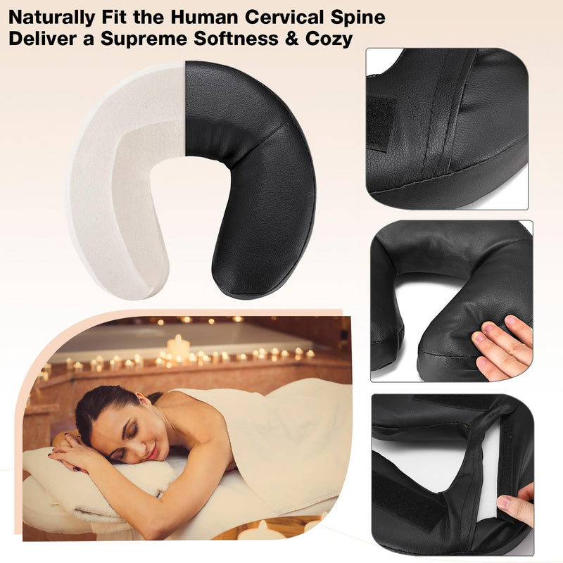 [Australia] - Universal Massage Table Face Cradle & Cushion, Adjustable Massage Chair Spa Bed Headrest & Face Pillow Support, Massage Platform Head Rest Cushion Cradle for Salon Home Mattress Top Massage Kit Face Cradle & Cushion - Black 