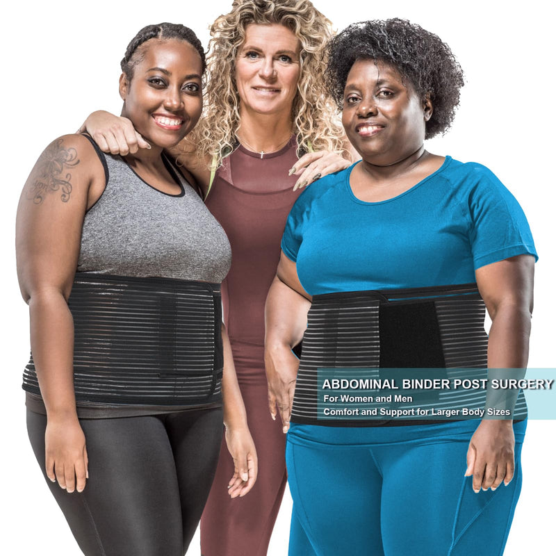 [Australia] - Abdominal Binder Post Surgery Plus Size | Postpartum Belly Band Wrap | Post C Section Belly Binder | Stomach Compression Hernia Belt For Men or Women Hernia Surgery, Natural Birth, Abdominal Injuries,Hysterectomy (2XL/3XL) Black 2XL/3XL 