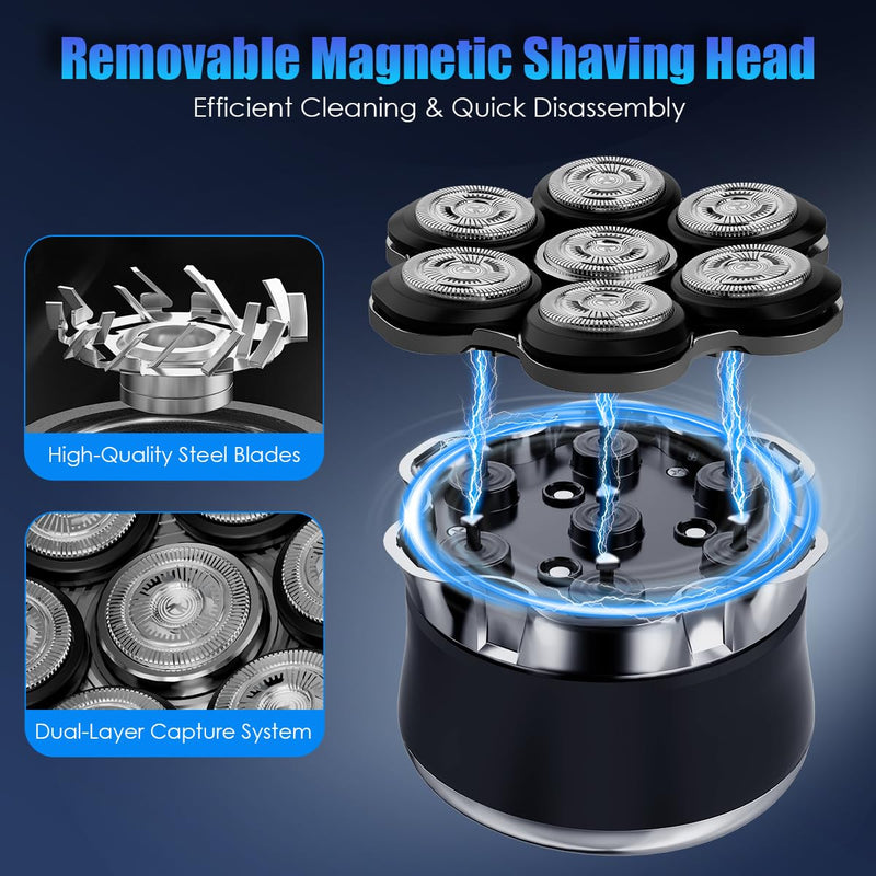 [Australia] - Head Shavers for Bald Men – Bald Head Shavers for Men, 7D Rotary Blades Electric Razor, Waterproof, Cordless USB-C Fast Charging with LED Display 