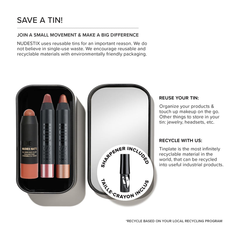 [Australia] - Nudestix Sunkissed Nudes Mini Kit – 3-Piece Cream Blush, Bronzer & Glossy Lip Set for Cheeks, Eyes & Lips | Travel-Size, Multi-Use, Vegan Makeup for a Fresh Beachy Glow 