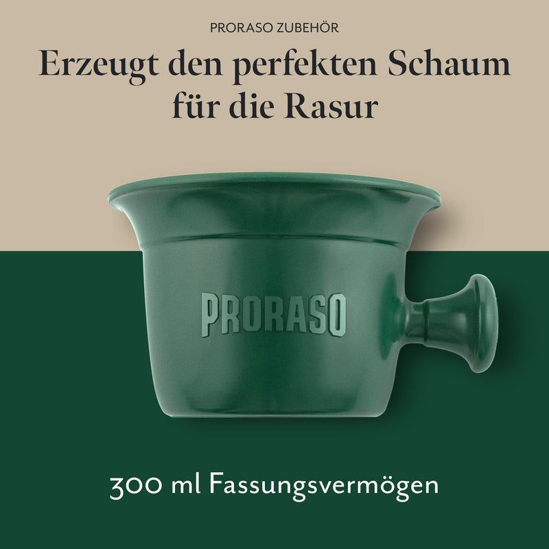 [Australia] - Proraso Professional Shaving Mug, Shaving Bowl with Handle, 300ml Capacity, Traditional Soap Dish for Shaving Cream in Classic Green, Made in Italy 
