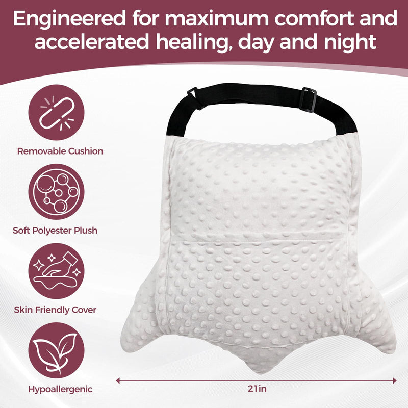 [Australia] - Hysterectomy Pillow with Pockets for Ice/Hot Packs, Abdominal Surgery Recovery Pillow for Women, Post-Surgery Support for Tummy, C-Section, Mastectomy, Heart Surgery, Ideal Recovery Gift (Off-White) 