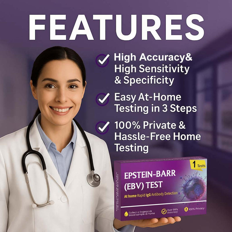 Epstein Barr (EBV) at-Home Test Kit | Detects IgG Response to VCA & EBNA | 15-Minute Rapid Result | Easy Fingerstick Sample
