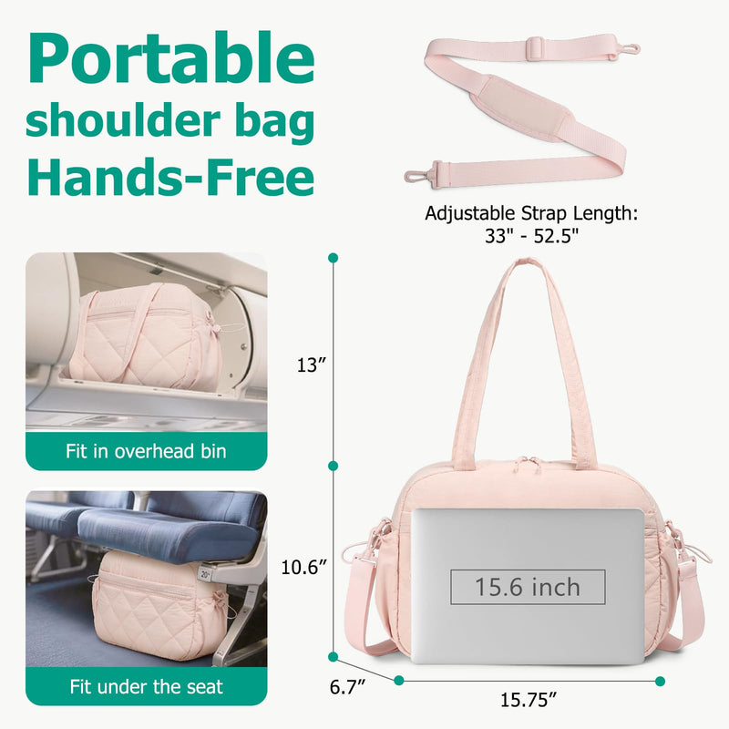 Travel Duffle Bag, Carry On Bag for Men Women with Wet Pocket, Large Capacity Gym Bag, Multi Pocket Hospital Busniess Weekender Overnight Tote Bag (Pink) Pink