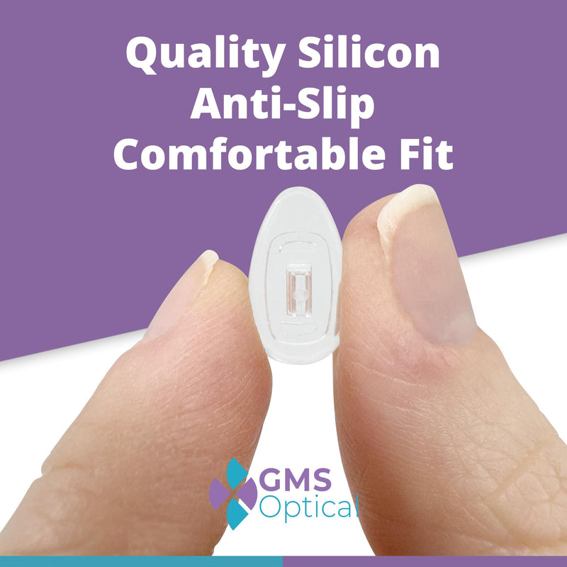 [Australia] - GMS Optical 15mm Med Length / 6mm Normal Width- Push-in Tear Drop Silicone Nose Pads for Glasses, Sunglasses, and Eyeglass Nose Pads, Great for Eyeglass Repair (5 Pair) (Clear) 5 Pair (Pack of 1) 15mm - Medium 