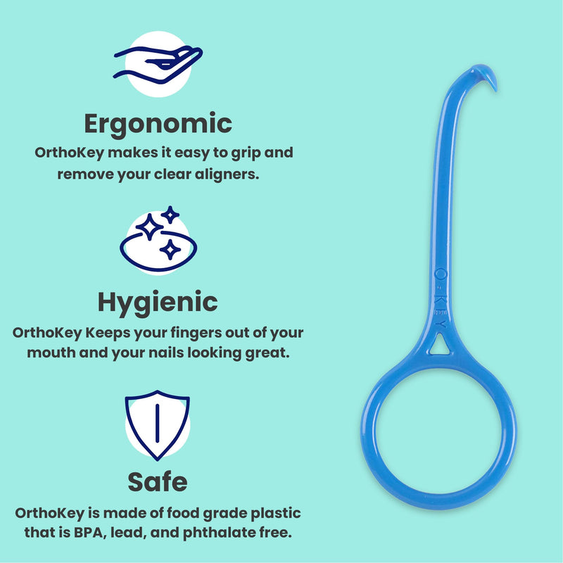 [Australia] - Clear Aligner Removal Tool | Invisible Removable Braces, Denture, Brackets, Retainer Remover Key | Personal Orthodontic Supplies, Dental-Grade for Ortho Cleaning & Travel Use | (2-Pack) Blue 2-Pack 