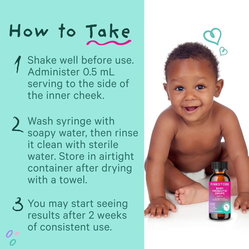 [Australia] - Pink Stork Baby Probiotic Drops, Newborn, Infant & Toddler Probiotics to Help Aid Digestion and Constipation Support, Newborn Essentials - 1 fl oz, 2 Month Supply 