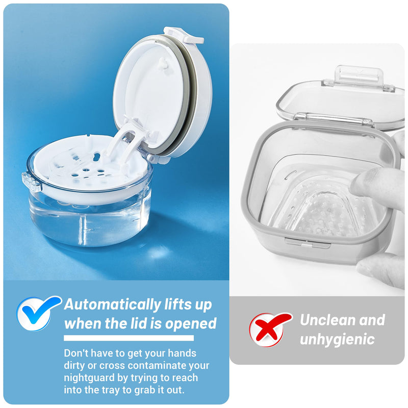 [Australia] - 1 Pcs Automatic Rising Denture Bath Box Cup Complete Clean Care for Dentures Braces Cleaner Cup 