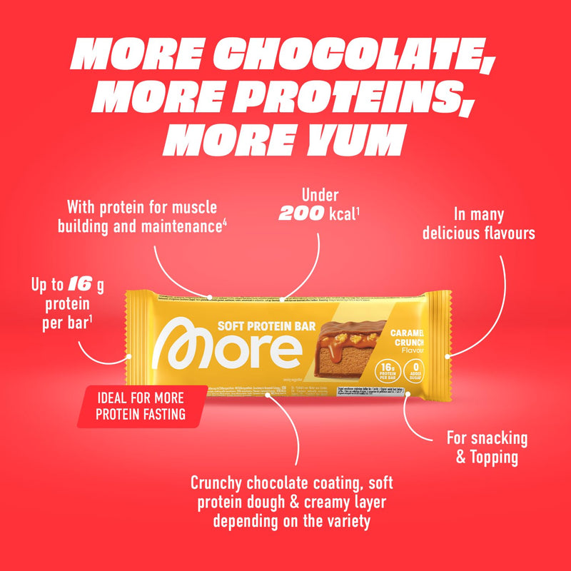 MORE NUTRITION Soft Protein Bar - White Chocolate Peanut Caramel, 10 x 50 g, High Protein Bar with no added sugar, Made in Germany 1 count (Pack of 10)