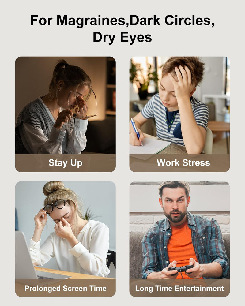 [Australia] - Morelax Eye Massager with Heat & Bluetooth Music, Birthday Gifts for Women, Reduce Eye Strain, Headache Relief and Improve Sleep, Eye Care Device for Migraine Without Display - White 