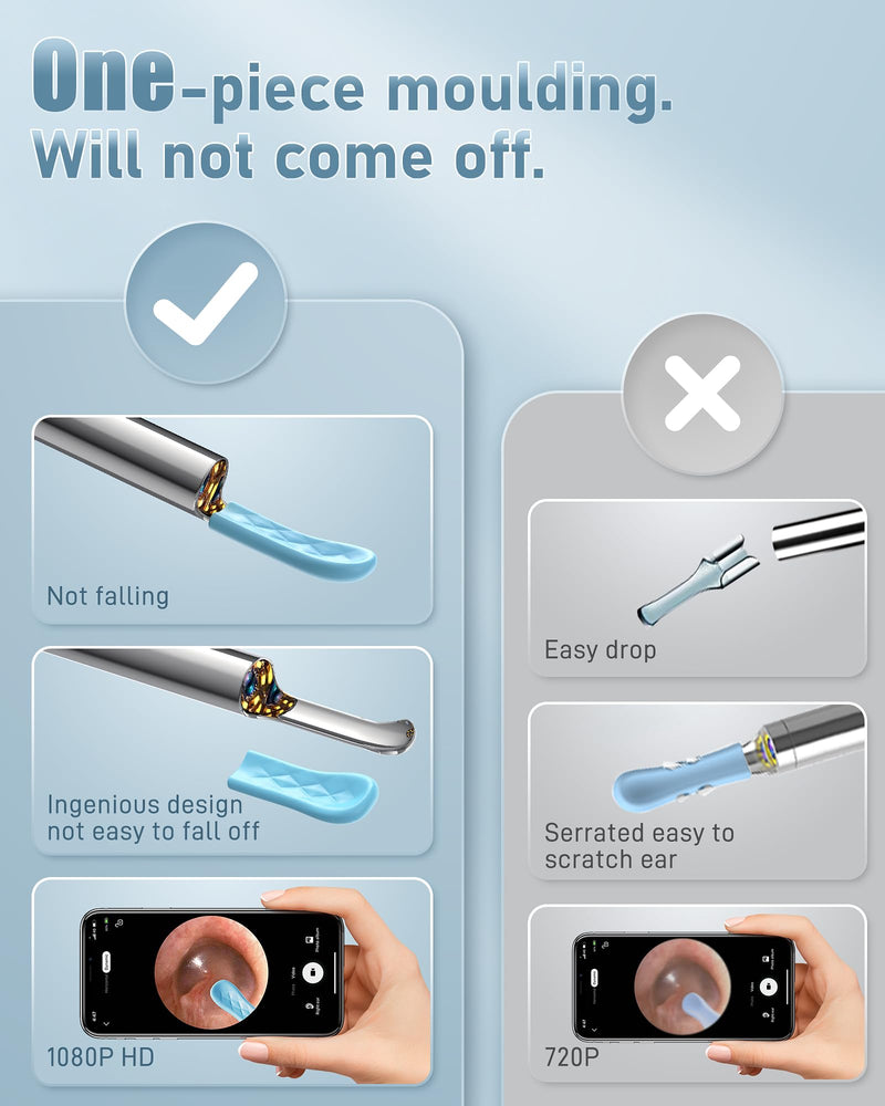[Australia] - Ear Wax Removal Tool Camera - Ear Wax Removal Kit - Ear Cleaner with Camera - 1080P HD Ear Camera with 6 Ear Spoon - Ear Cleaner for iOS & Android Deepblue 