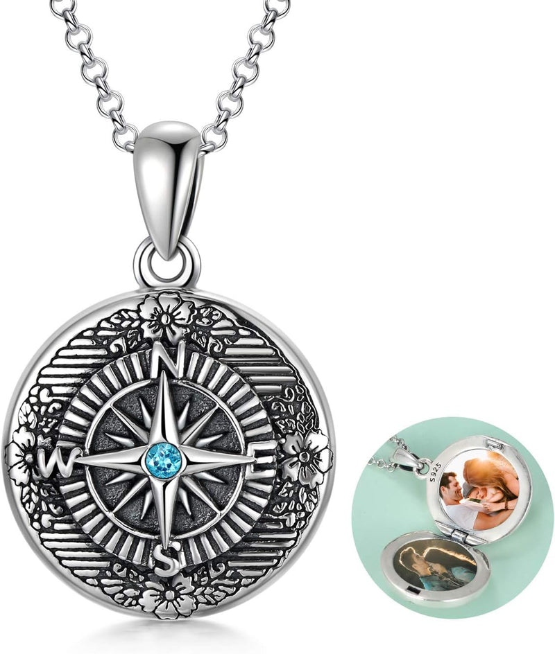 [Australia] - Compass Locket Necklace for Women,Butterfly/You are My Sunshine Sunflower/Elephant Heart Locket That Holds Pictures Vintage Jewelry Gifts for Women Girls Boys/Men A-Compass Locket Necklace 