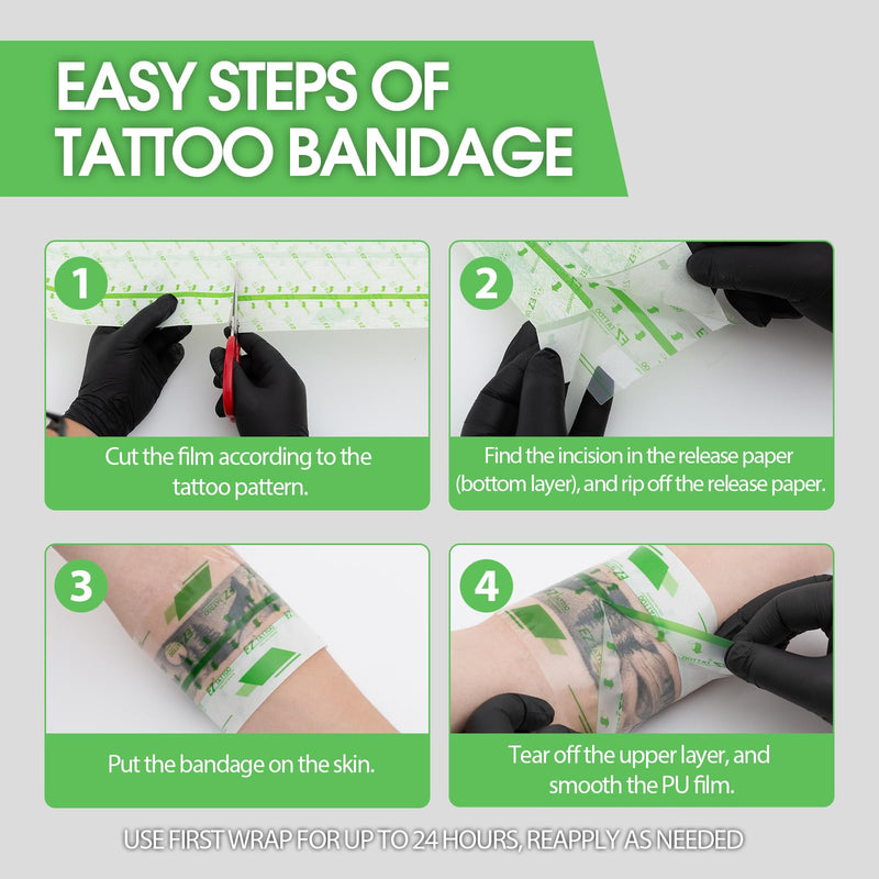 skin & Tattoo Cover - Roll (6 inch x 10.9 yd) - Tattoo Aftercare Waterproof Bandage Adhesive Healing Wrap for Skin Recovery 6 Inch X 10.9 Yard