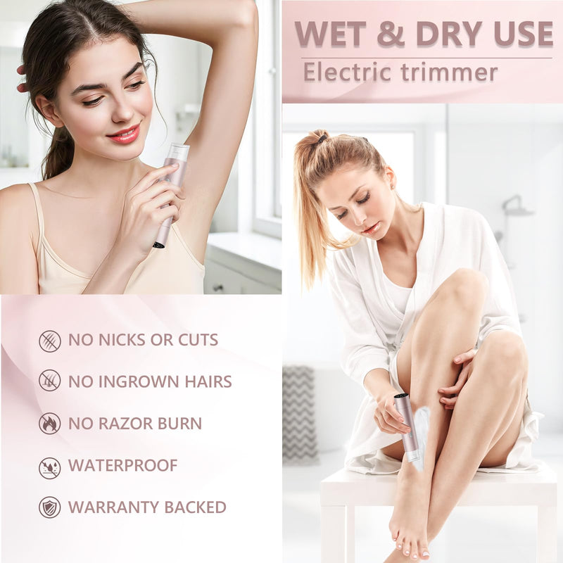 [Australia] - 2 in 1 Womens Razors Shaver Bikini Tnimmer, Women Electric Razors for Shaving Underarms Leg Pubic Facial Hair Removal for Waterproof Wet and Dry IPX8 
