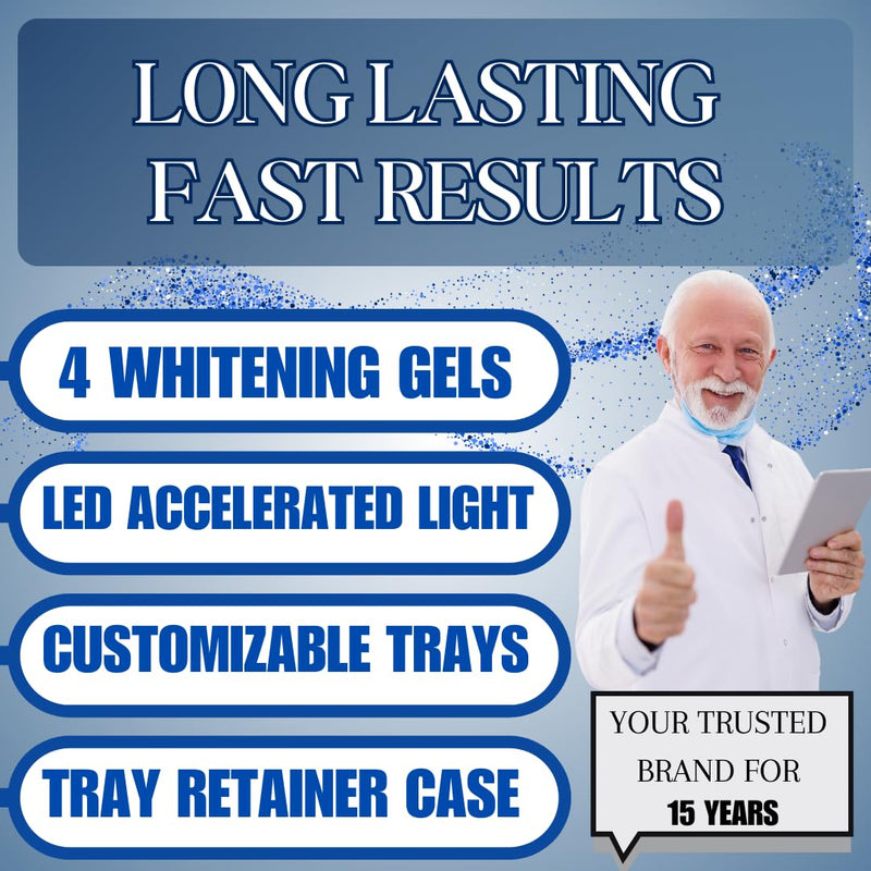 [Australia] - Teeth Whitening Kit 4 Syringes (3ml) New Strongest 44% Carbamide Peroxide Teeth Whitening Gel Light Trays Retainer Case Included Vegan Tooth Whitener 