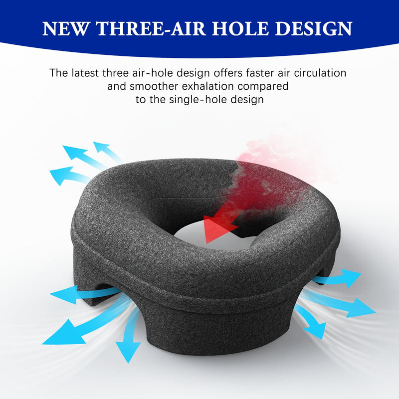 [Australia] - Face Down Pillow and Massage Headrest for Bed, 3-Air-Hole Pillow for Stomach Sleeper, Suitable for Beach Tanning, Home Massages, Eye Surgery Recovery, Back and Waist Pain, Etc (Black) Black 