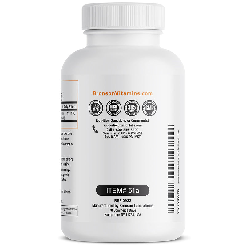Bronson Buffered Vitamin C Powder Ascorbic Acid Buffered with Sodium Ascorbate Soluble Fine Crystals – Promotes Healthy Immune System and Cell Protection – Powerful Antioxidant - 1 Pound (16 Ounces) Unflavored 16 Ounce (Pack of 1)