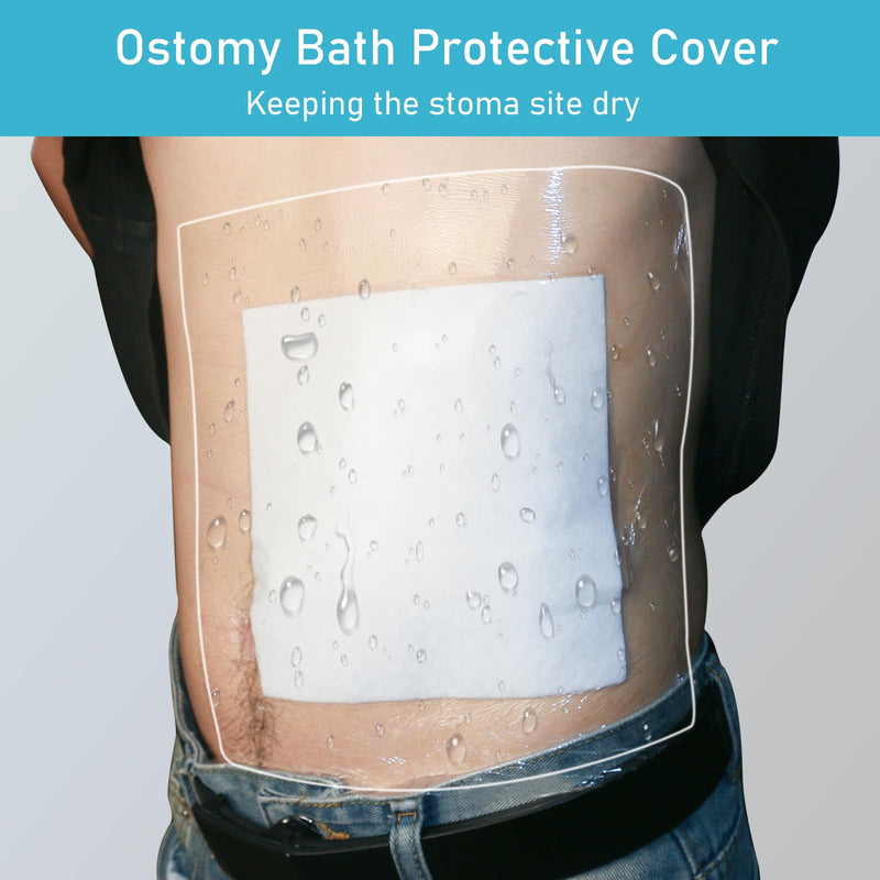 [Australia] - 25 Pcs Waterproof Ostomy Bag Shower Cover 10"x10", Stoma Bath Protector Shield Film Adhesive Dressing Bandage for Ostomy Supply Guard Accessory 