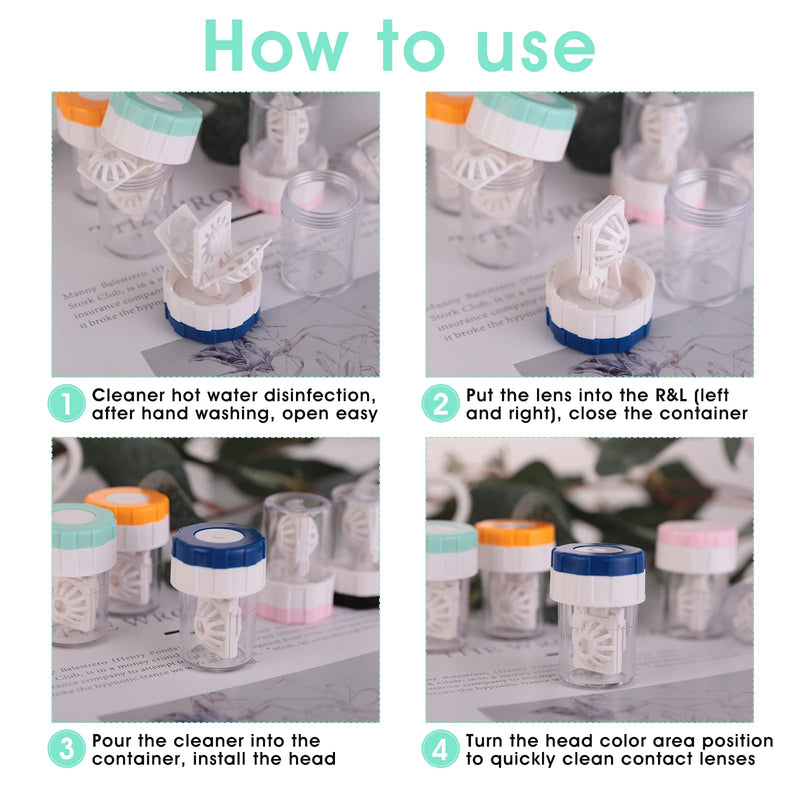 [Australia] - Sibba 5 Pieces Manually Contact Lens Washer Cleaner, Lens Cleaning Container for Everyday Use, Contact Lens Cases, Contact Lens Soak Storage Kit for Travel Home 