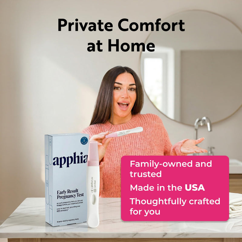 Apphia Health Early Detection Pregnancy Test Kit Midstream hCG Tests, Detects Pregnancy Up to 6 Days Before Missed Period, Easy to Read Results, Female Urinal Compatible, Made in USA (10) 10