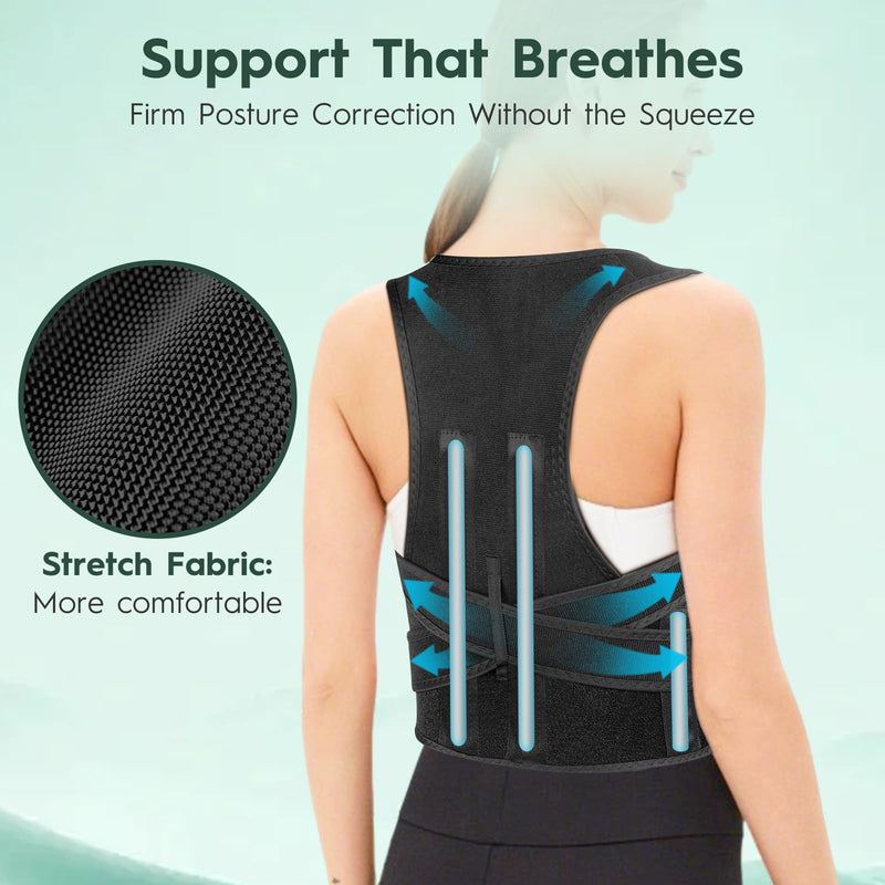 Teminat Back Posture Corrector For Men and Women - Bionic System Posture Correctors, Adjustable Full Brace, Shoulder Back Straightener, Neck, Upper And Lower Pain Relief 0922-008