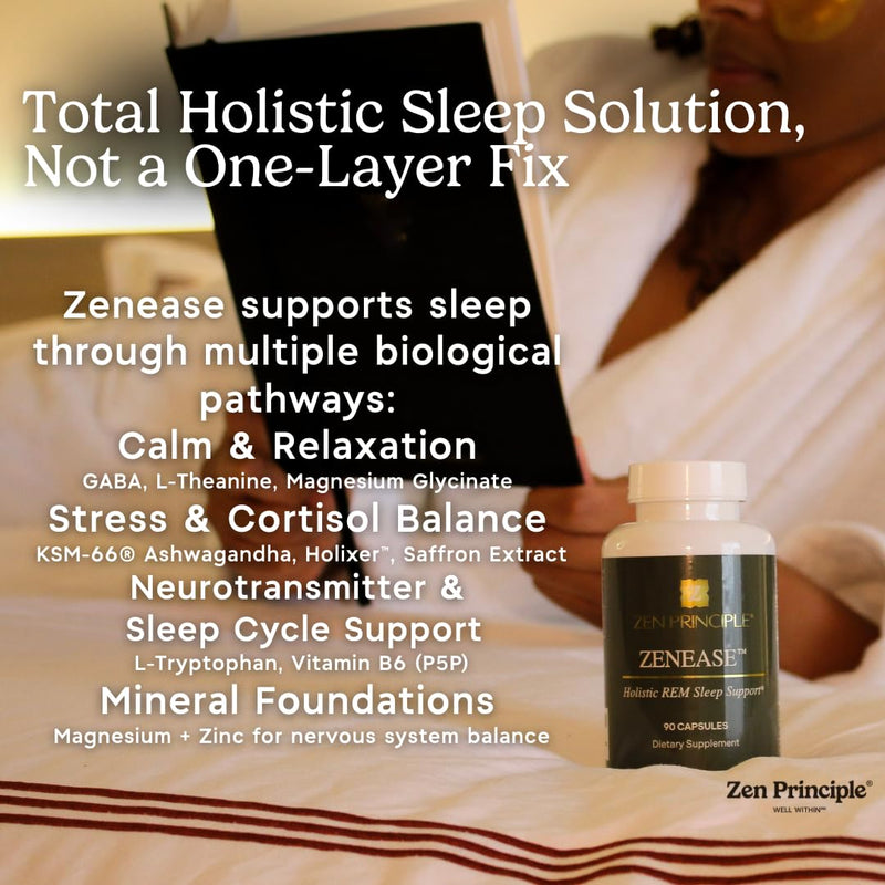 Zen Principle Zenease Sleep Support with Magnesium Glycinate, Ashwagandha KSM-66®, Saffron, L-Theanine & GABA – No Melatonin, Natural Stress Relief & Sleep Aid. 180 Capsules 2
