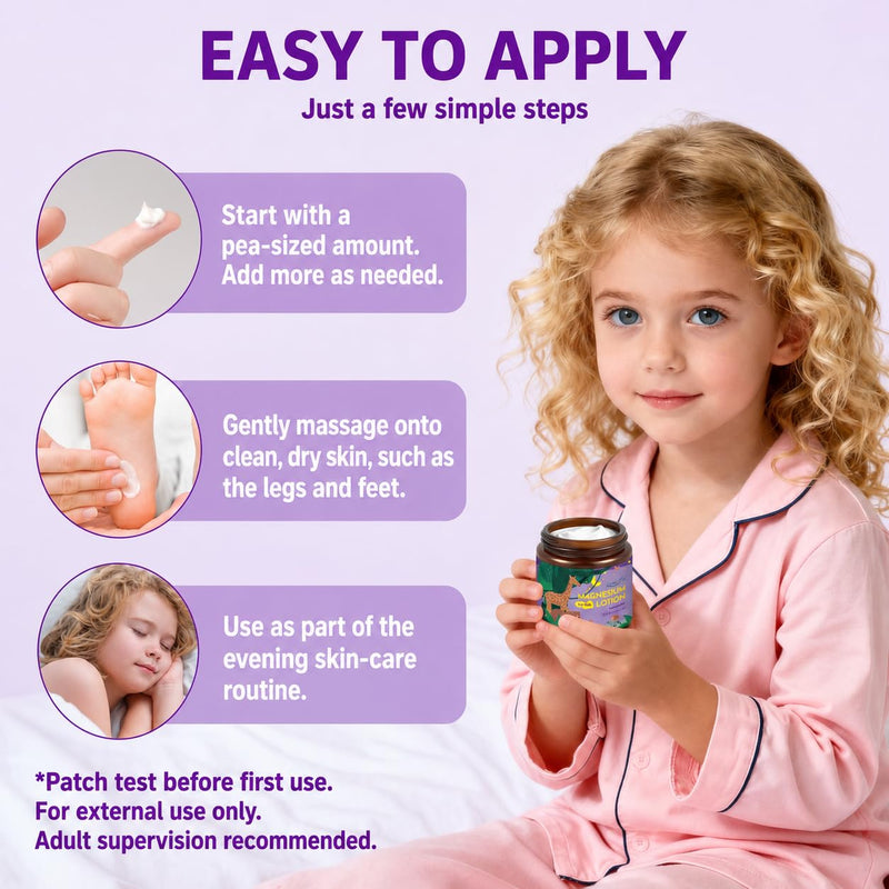 Magnesium Lotion for Kids & Babies, Lavender Magnesium Cream with Multi Vitamins, Magnesium buttur, Moisturizing Body Cream for Delicate Skin, Stay Calm at During The Night, Non-Greasy Formula, 4 oz