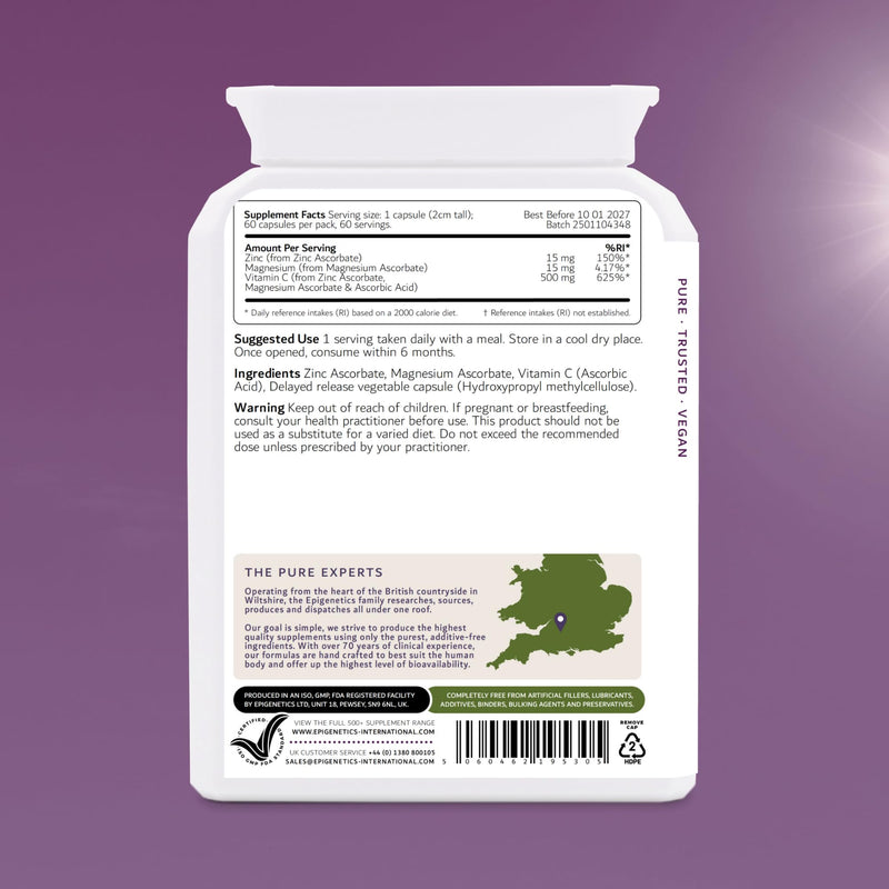 Triple Vitamin C Delayed Release (DR) | Bioavailable Multi VIT-C | Buffered with Magnesium & Zinc Ascorbate | Immune Support | 60 Vegan Capsules | Long Supply by Epigenetics Supplements