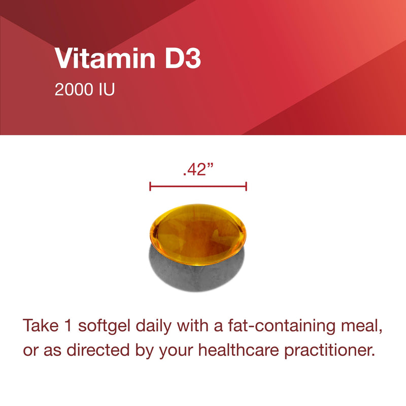 PROTOCOL FOR LIFE BALANCE Vitamin D3 2,000 IU, 120 Softgels | Supports Calcium Absorption*, Bone and Dental Health*, Immune System Function*, Supports Nervous System and Brain Function* 120 Count (Pack of 1)