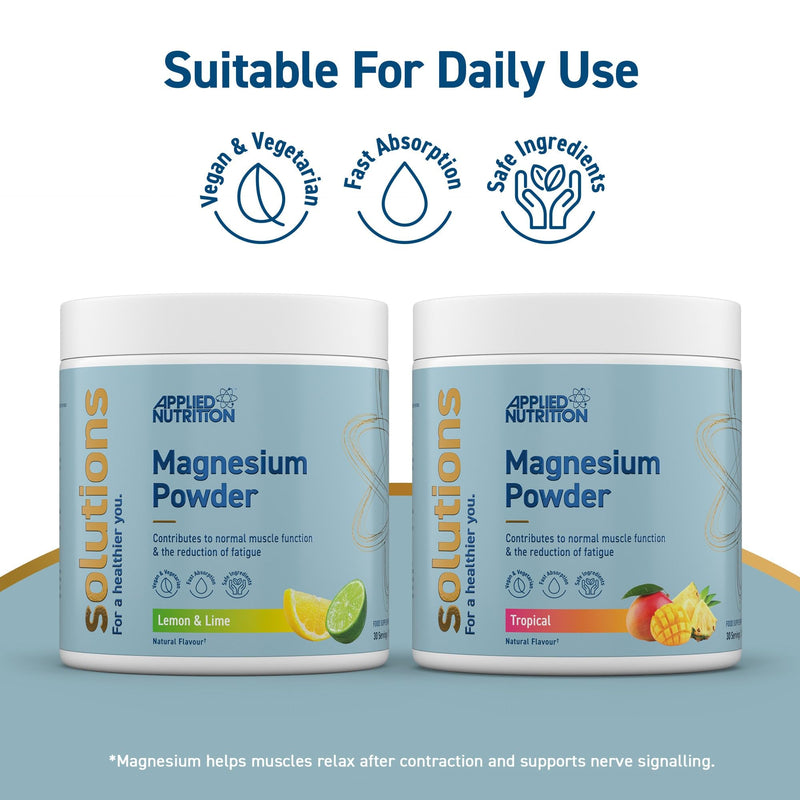 Applied Nutrition Solutions Magnesium Powder - Magnesium Bisglycinate & Citrate - 130mg per Serving for Nerve Function - Reduces Tiredness - Vegan - Halal (150g - 30 Servings) (Lemon & Lime) Lemon Lime 150 g (Pack of 1)