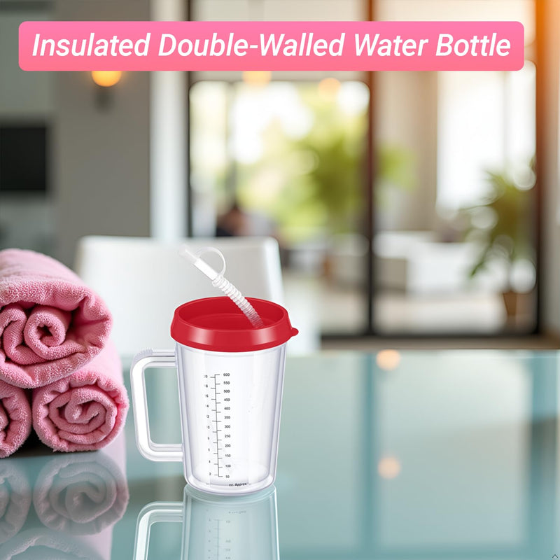 Disabled Adults Drinking Cup/Beaker/Mug/Sippy Cup, Adult Drinking for Disabled Adults Cup Water Bottle for The Elderly, Vulnerable and Disabled, Red 1