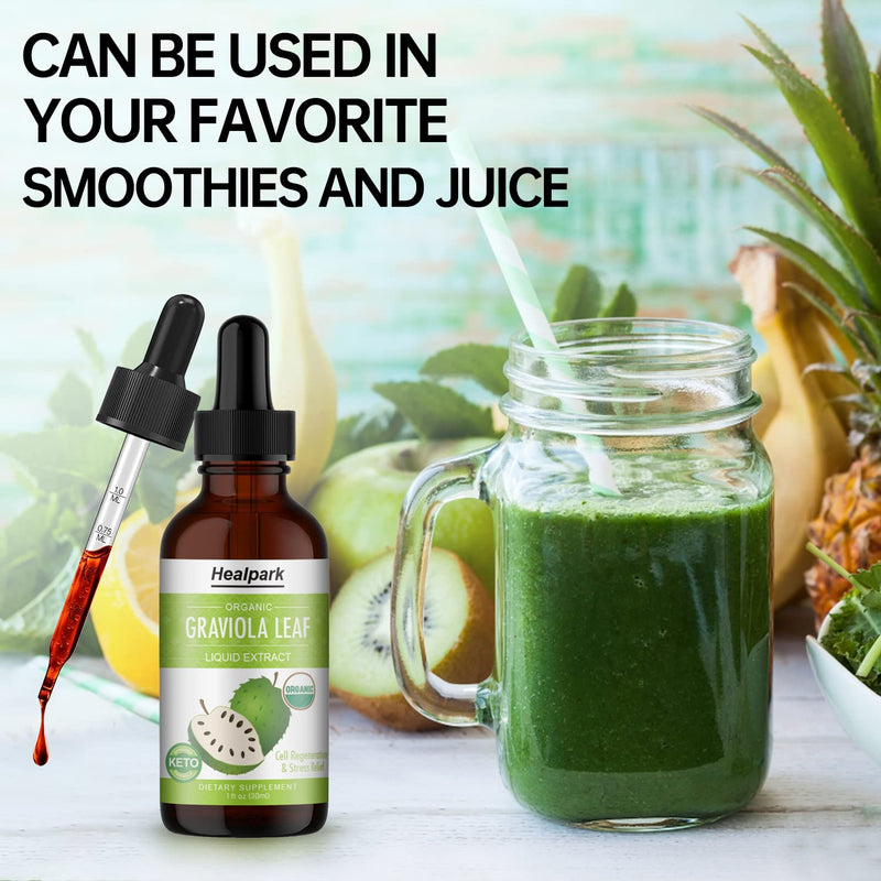 [Australia] - Healpark Graviola Leaf Extract, Organic Soursop Guanabana Leaves Liquid, 98% Absorption-1 Fl Oz 30ML 