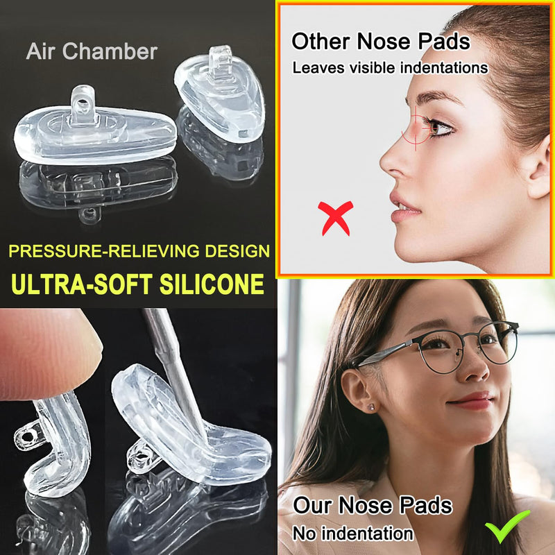 [Australia] - 5-Pairs Silicone Eyeglass Nose Pads, Pressure-Reducing Air Chamber Design | Screw-in Style Glasses Nose Pads Replacement Kit, Anti-Slip & Easy Install, Fit for Most Eyeglasses & Sunglasses 