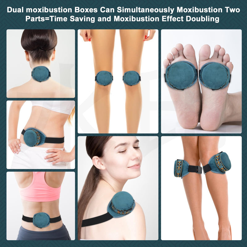 [Australia] - 6 PCS Moxibustion Kit, 2 Smokeless Copper Moxa Boxes, 2 Premium Smoke Filter Bags, 1 Multifunctional Moxa Stick Tank, 1 Insulation Sleeve for Moxa Stick Tank (Not Include Moxa Sticks) 6 