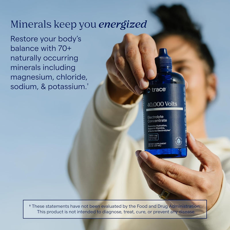 Trace Minerals 40,000 Volts - Supports Hydration, Energy, Muscles, Stamina, and Endurance - Liquid Multimineral and Electrolyte Concentrate with Ionic Magnesium, Sodium, Potassium (48 Servings)