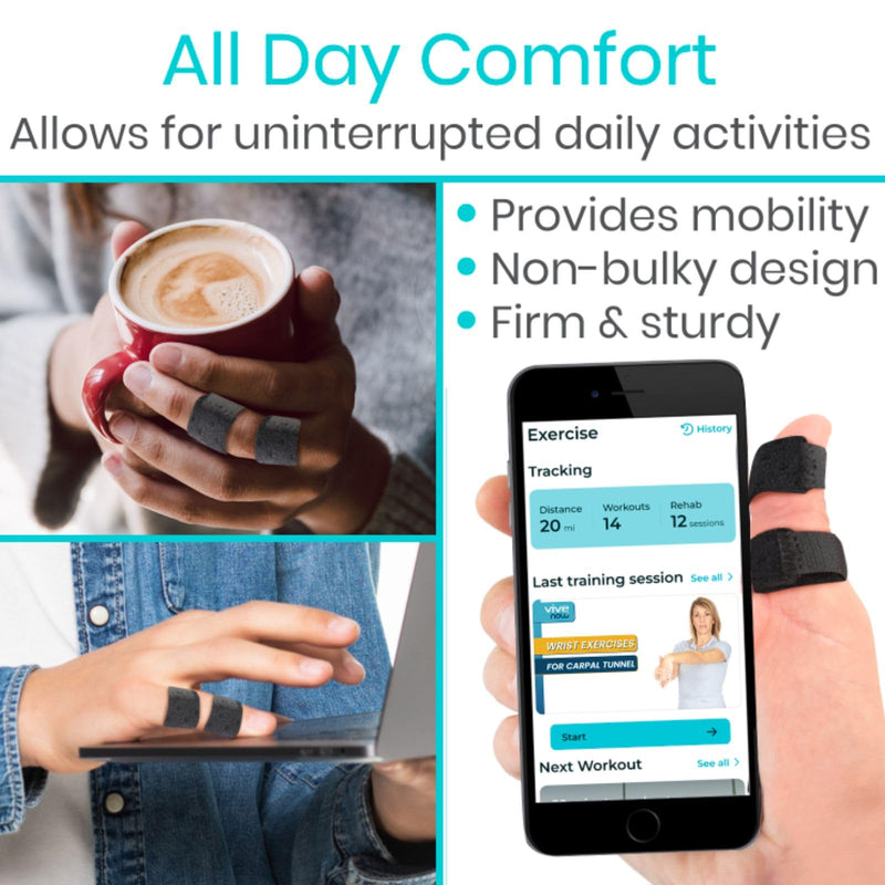 [Australia] - Vive Finger Splint (2 Pack) - Universal Finger Straightener - Broken and Trigger Finger Splints - Finger Brace for Arthritis pain and Support - Sprain Relief for Middle, Index, Ring, Pinky Fingers 