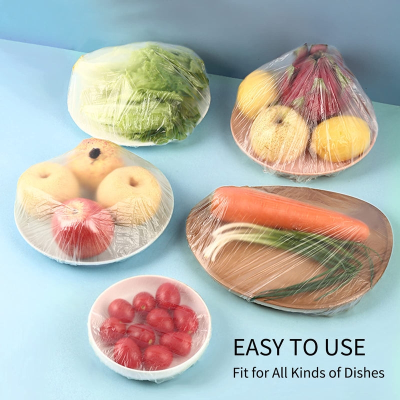 [Australia] - Homelove Plastic Bowl Cover Dish Cover Food Cover, 200pcs Reusable Elastic Stretch Fresh Keeping Covers, Kitchen Dining Cookware Canning Lids Food Fresh Keepping Bags, Universal Kitchen Plastic Wrap 