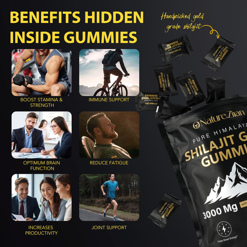 [Australia] - Shilajit Gummies for Men & Women - Pure Himalayan Shilajit Gold Gummies Rich in Ashwagandha, Gokshura with 85+ Minerals, Authentic Flavor, 100% Natural, 80 Gummies 