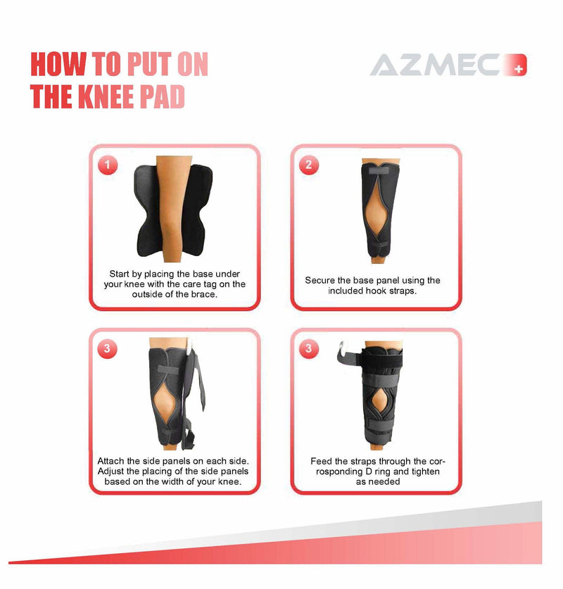 [Australia] - Azmec Straight Leg Brace Tri-Panel Orthopedic Knee Immobilizer 12" Long Adjustable Side Panels Knee Splint – Lightweight Universal Leg Brace for Adolescent, Women and Men - White 
