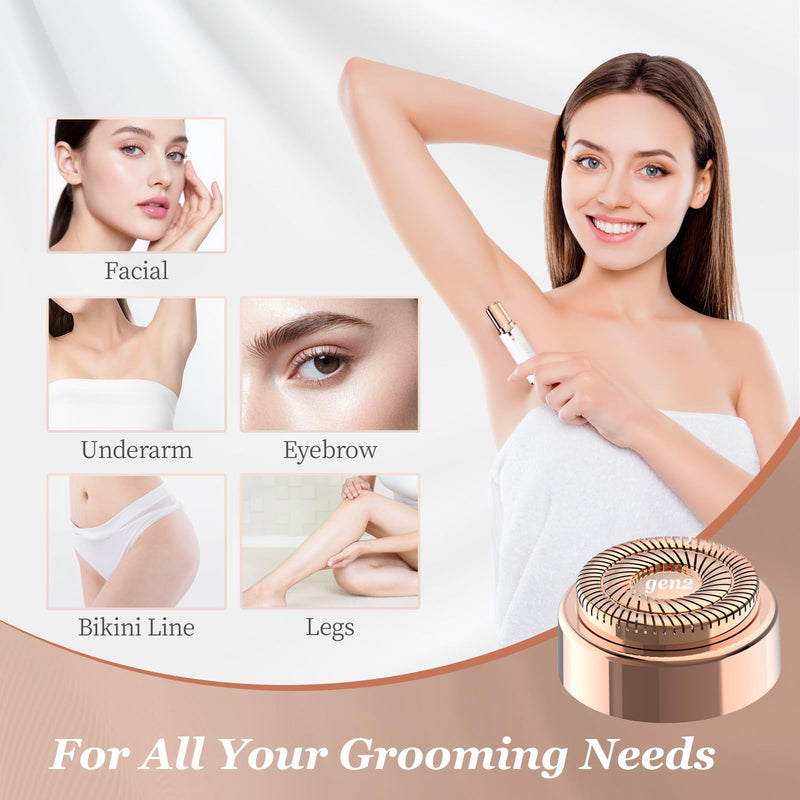 4-Pack Facial Rose Gold Gen 2 Replacement Heads for Flawless Hair Remover Generation 2, 18K Gold Double Blades 4 pack for Flawless Gen 2