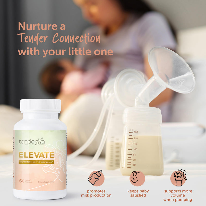 [Australia] - Elevate Lactation Supplement | Natural Lactation Support for Breastfeeding Mothers | Breast Milk Supply Increase Support | Fenugreek, Moringa, Alfalfa & More | Vegan, Non-GMO, 60 Capsules ELEVATE 60 Count (Pack of 1) 