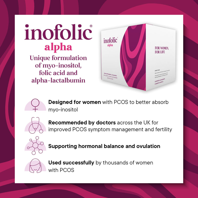 Alpha – 4000mg Myo-Inositol PCOS Supplement for Women – Hormonal Balance, Fertility & Ovulation Support – 100mg Alpha-Lactalbumin, 400ug Folic Acid – 60 Sachets - 1 Month Supply 2.1 g (Pack of 60)