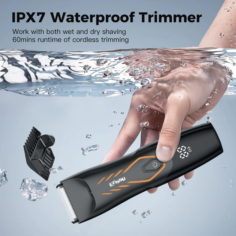 [Australia] - Men Hair Removal Shavers,Electric Safe Blade Waterproof Groin Hair Trimmer Male Painless Wet Quiet Hygiene Razor with Standing Charging Dock Orange Green 
