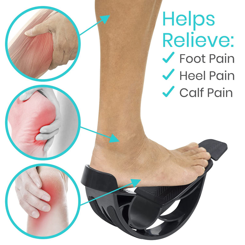 [Australia] - Vive Adjustable Calf Stretcher - Foot Rocker for Plantar Fasciitis - Achilles Tendon and Ankle Stretching Device - Calf Exerciser & Strengthener for Pain Relief & Prevention - Recovery Equipment Black 