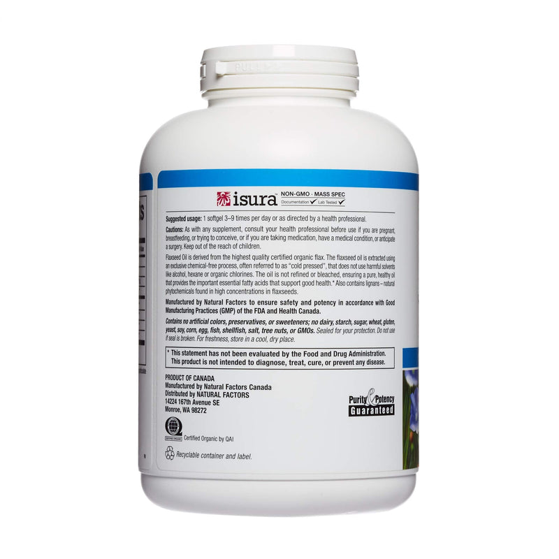 [Australia] - Omega Factors by Natural Factors, Flaxseed Oil, Supports Overall Health with Omega-3, 6 and 9 Fatty Acids, 360 softgels (360 servings) Standard Packaging 