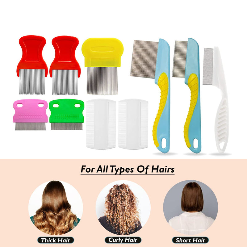 [Australia] - 10 Pieces Hair Nit Combs Remove Head Nits Fine Stainless Steel Teeth Head Nit Comb For Pets Kids And Adults 